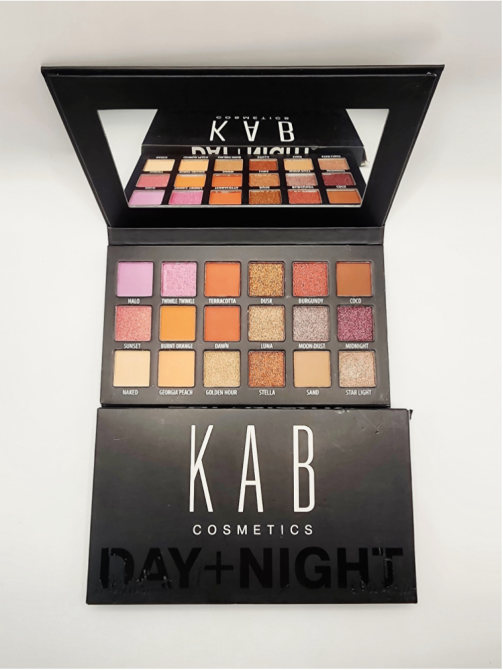 KAB Cosmetics Day + Night Eyeshadow Palette 18 Shade NIB